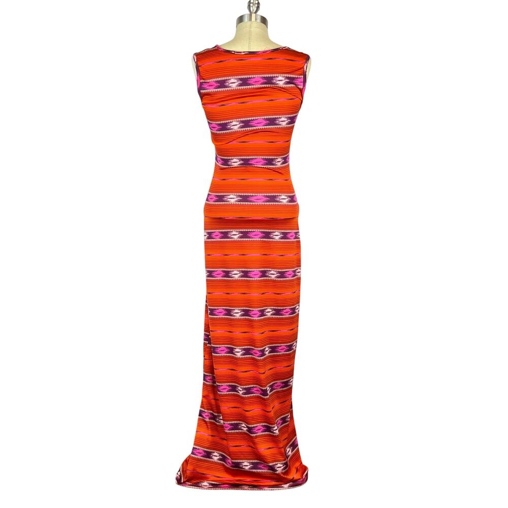 Wrangler Red Orange Western Aztec Sleeveless Scoop Neck Maxi Dress (Sz XS) - Picture 5 of 14